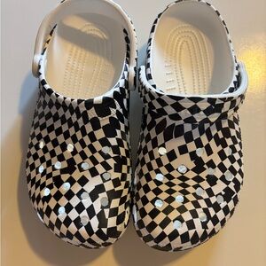 CROCS Black and White Checkered clogs